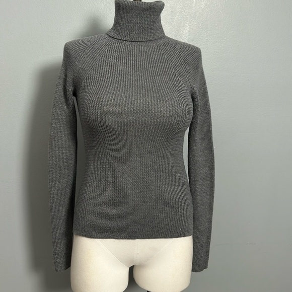 Theory Gray Wool Turtleneck Soft Long Sleeve Sweater size Petite - gently used - Picture 1 of 15